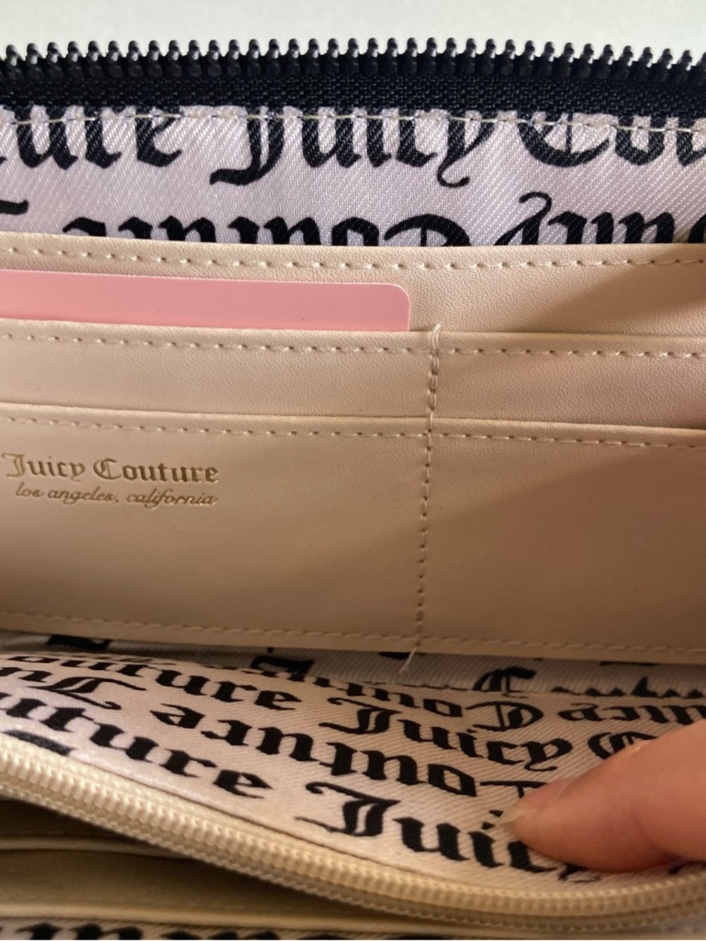 Juicy Couture Black Bow Zip Wallet with Pink & Green floral Accents - Picture 7 of 10